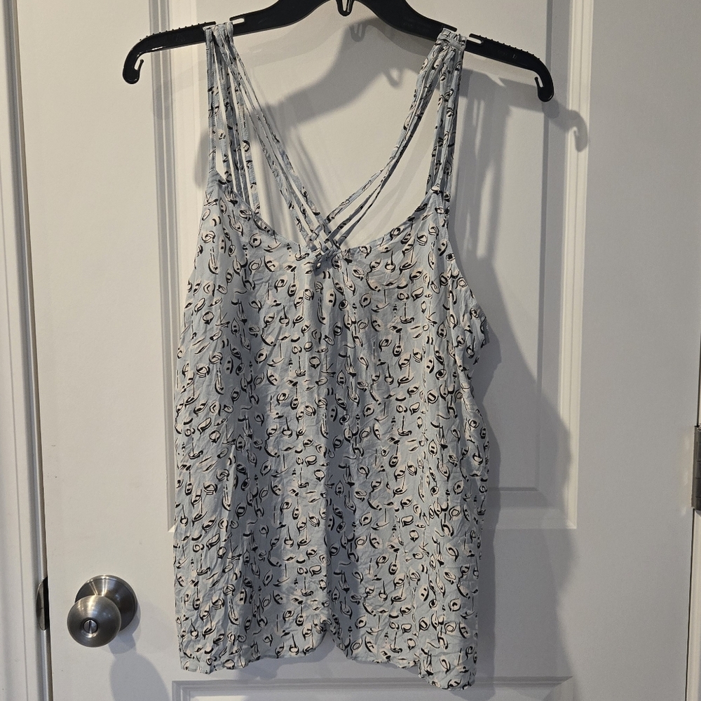 Anthropologie Girls From Savoy Women's Strappy Printed Top - Blue Silk Size Smal